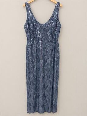 Sleeveless Sequin Evening Dress in Gunmetal Slate Blue